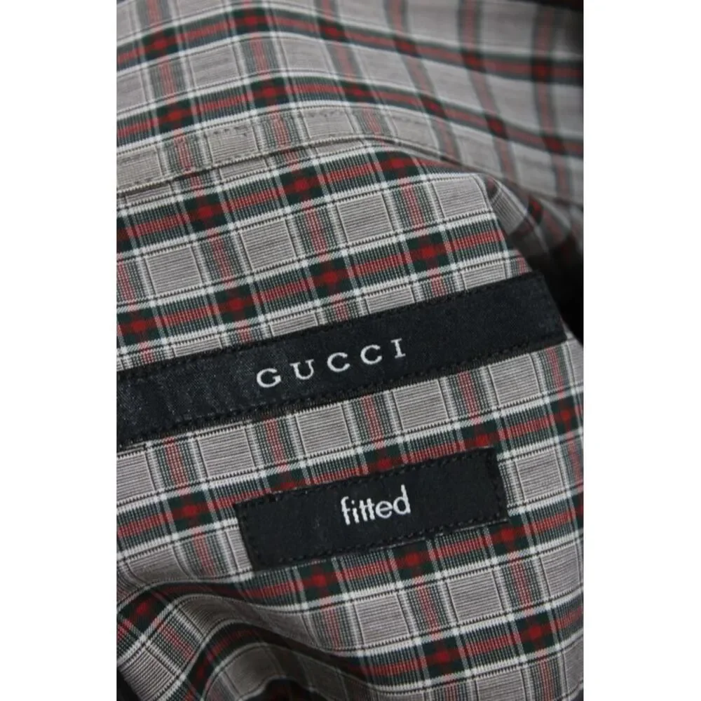 Gucci Mens Cotton Long Sleeve Collared Button-Down Shirt Gray Size 42